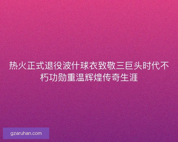 热火正式退役波什球衣致敬三巨头时代不朽功勋重温辉煌传奇生涯