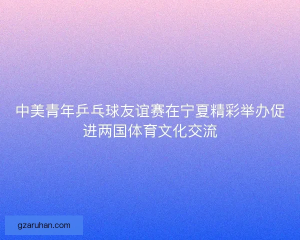 中美青年乒乓球友谊赛在宁夏精彩举办促进两国体育文化交流
