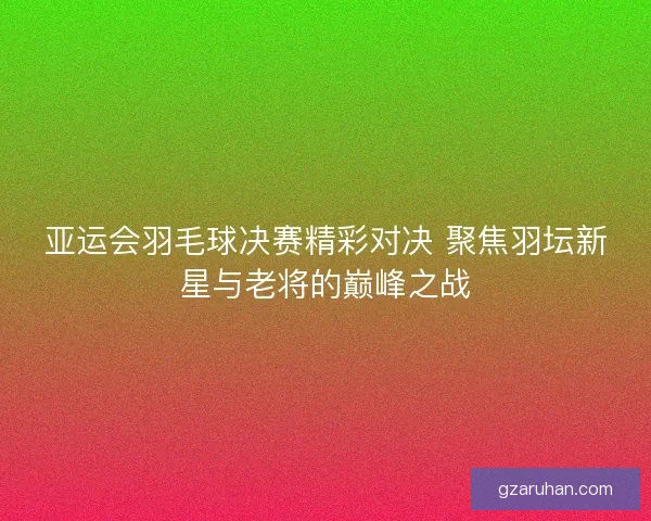 亚运会羽毛球决赛精彩对决 聚焦羽坛新星与老将的巅峰之战