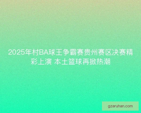 2025年村BA球王争霸赛贵州赛区决赛精彩上演 本土篮球再掀热潮